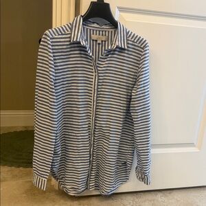 LOFT Navy and White Striped Shirt